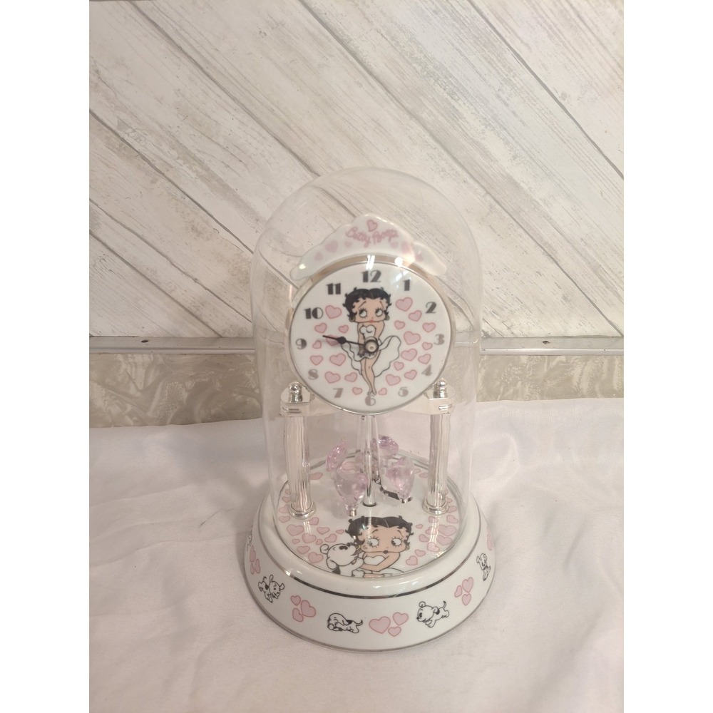 2006 Betty Boop Anniversary Clock In Glass Dome Works MISSING A HAND ON CLOCK